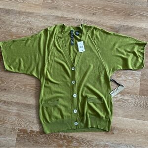 Payton Angora Cashmere Olive Green V-Neck Cardigan